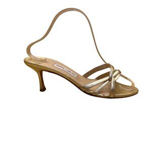 Jimmy Choo Women’s Gold Leather Strappy Open Toe heeled Sandals Size 38